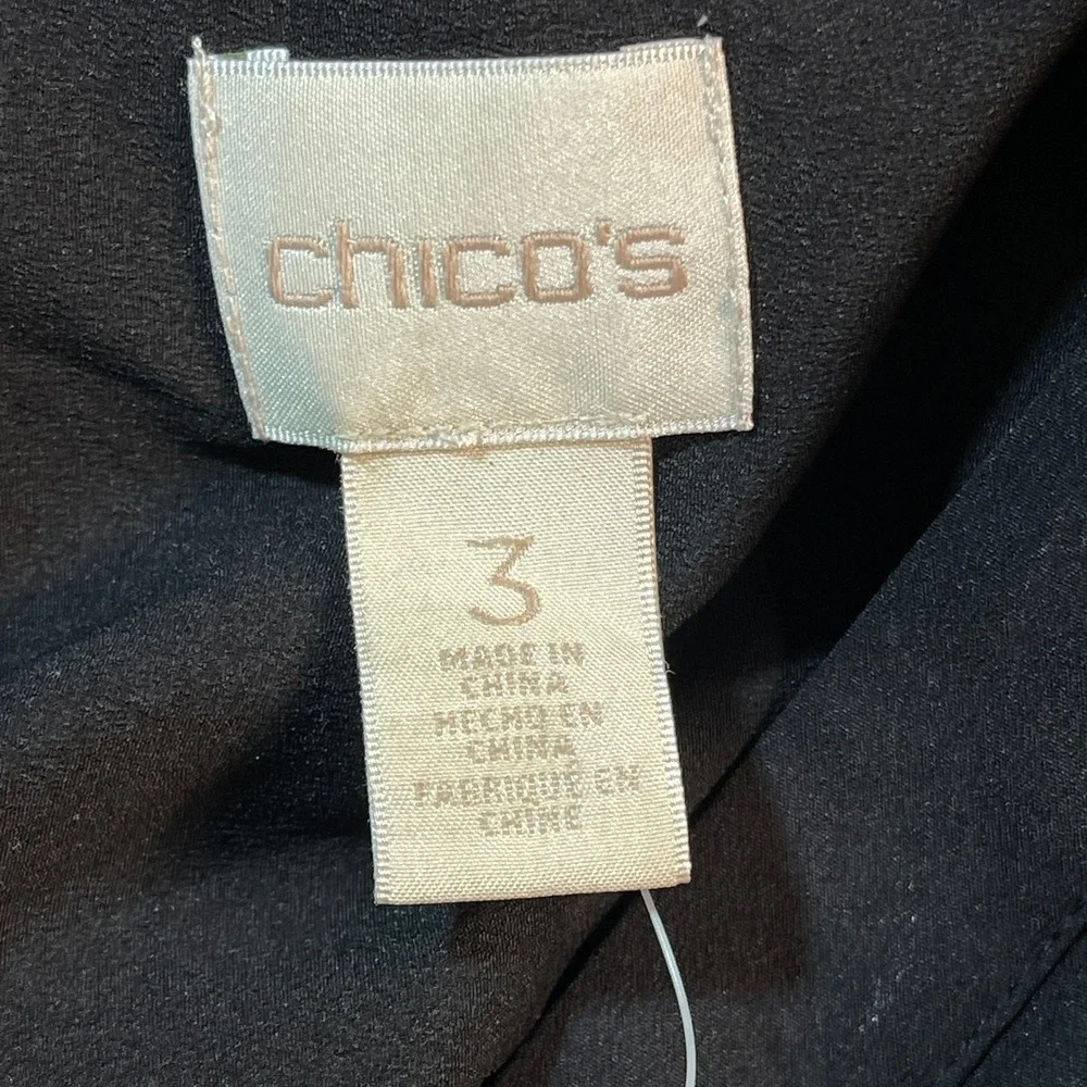 Chico's Criss Cross Hem Tunic 3/4 Sleeve Fashion Top Black 3 Women's Minimalist - Picture 10 of 15